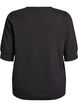 Finstrikket bluse med korte ermer, Svart, Packshot image number 1