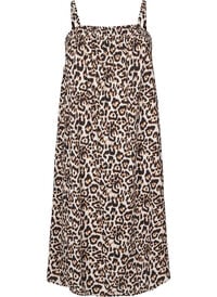 Midi slip-kjole i viskose, Beige Midi slip-kjole i viskose