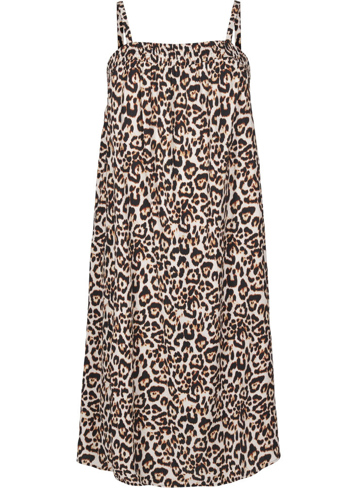 Midi slip-kjole i viskose, Beige, Packshot image number 0