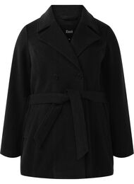 Kort ulljakke med belte, Black