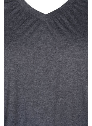 Melert genser med lange ermer og V-hals, Dark Grey Melange, Packshot image number 2