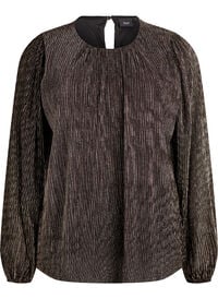Festbluse med glitterstriper og lange ermer, Svart Festbluse med glitterstriper og lange ermer