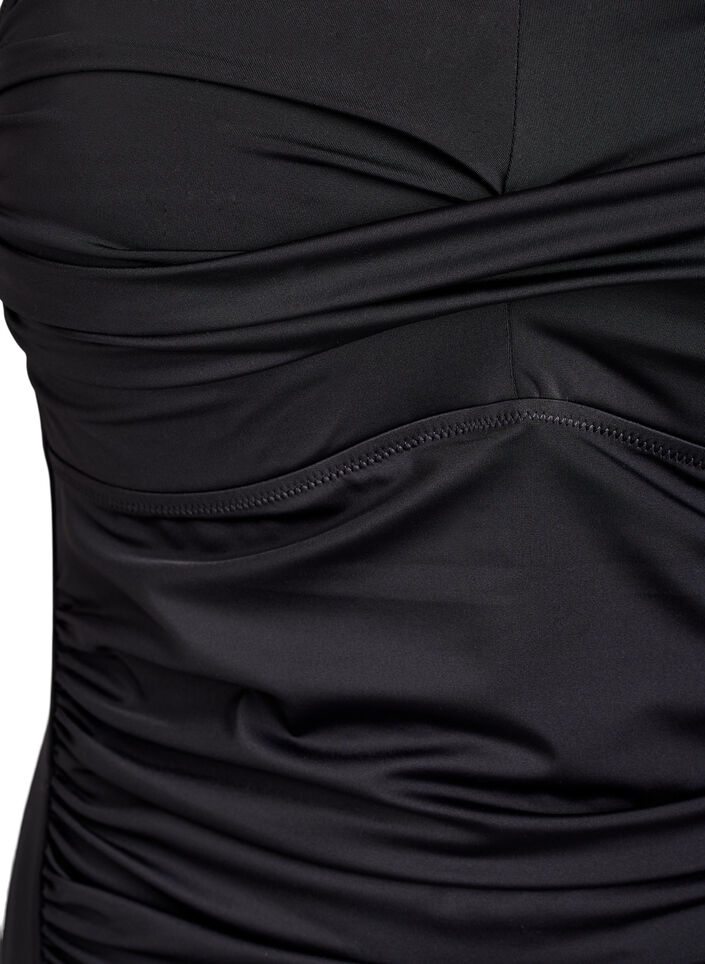 Stroppel&oslash;s badedrakt med drapering og polstrede sk&aring;ler, Svart, Packshot image number 2