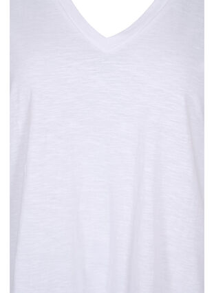 Ensfarget oversized T-skjorte med V-hals, Bright White, Packshot image number 2