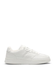 Wide fit - Imitert skinntrenere med stikningsdetaljer, White