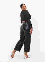 Imiterte skinnbukser med vidde, Black, Model