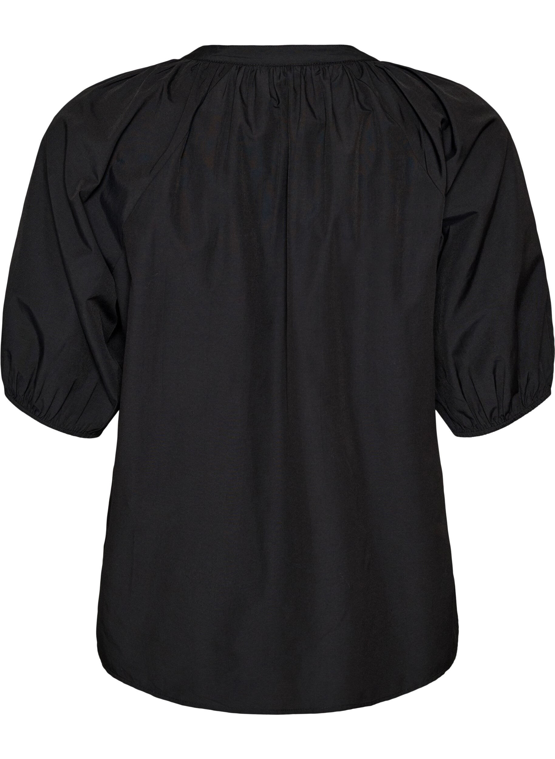 ZizziSkjortebluse med knappelukking og knytebelte, Svart, Packshot image number 1