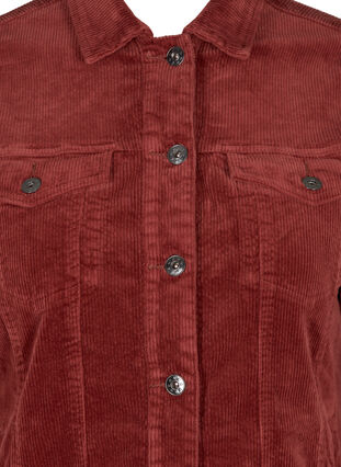 Skjortejakke i fløyel med lommer, Burnt Henna, Packshot image number 2