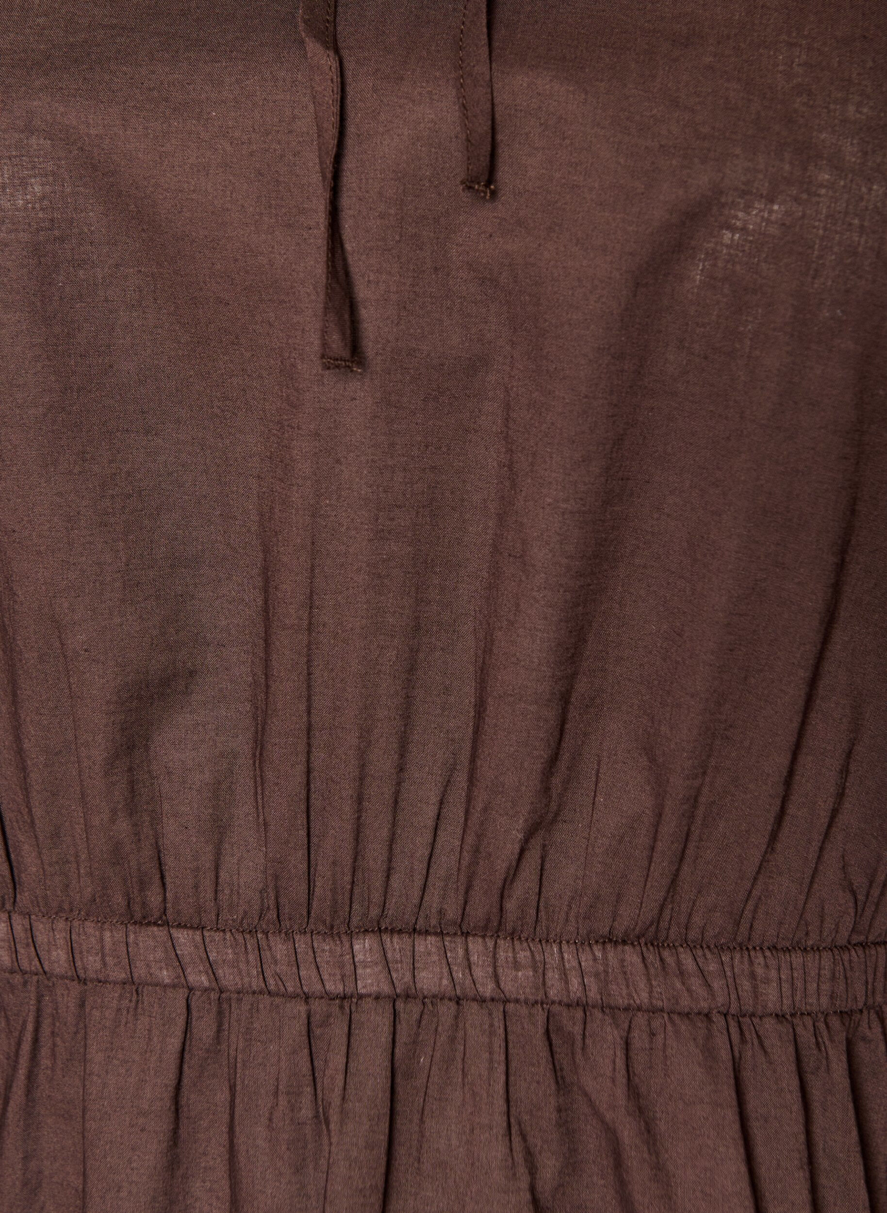 ZizziBluse i bomull med knytesnor og elastisk midje, Brun, Packshot image number 2