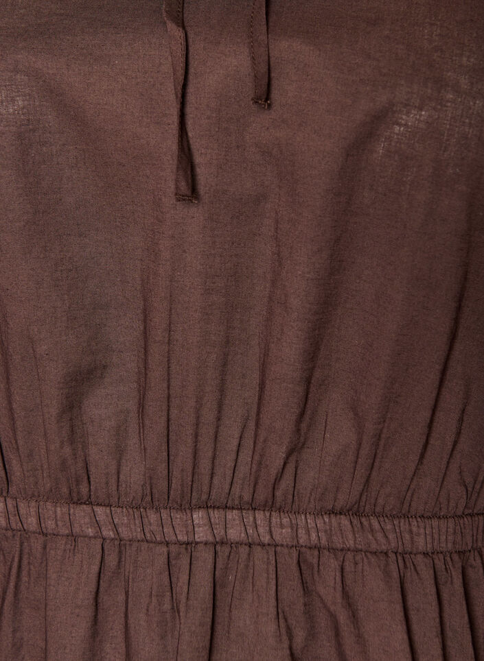 Bluse i bomull med knytesnor og elastisk midje, Brun, Packshot image number 2