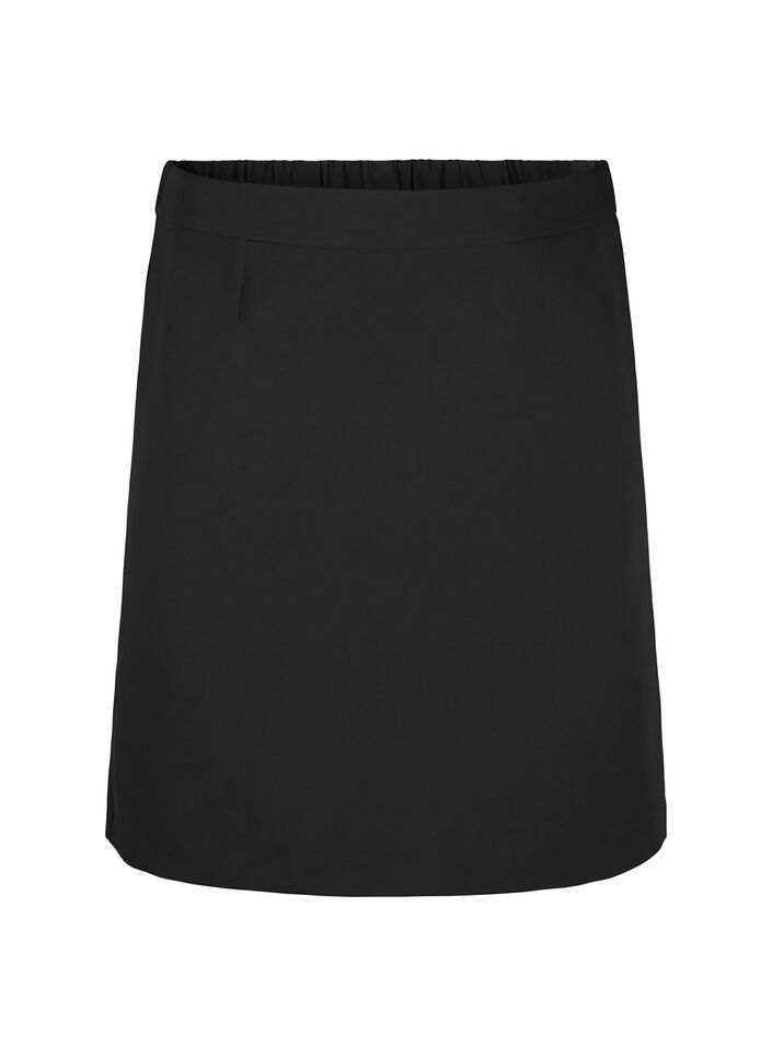 Kort skjørt med strikk i midjen bak, Black, Packshot image number 0
