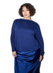 Bluse med b&aring;thals og ballongfasong, Bl&aring;, Model image number 0