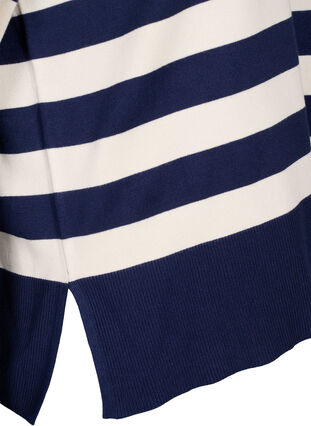 Stripete genser i viskose med 3/4 ermer, Navy Blazer/Birch, Packshot image number 3