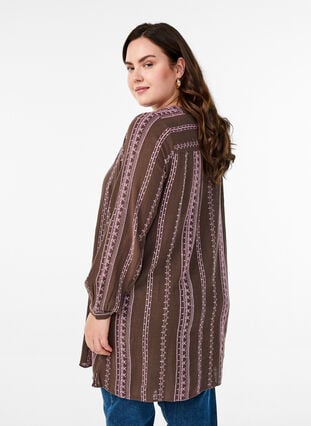 Zizzi Tunika med brodert mønster, Brun, Model image number 2
