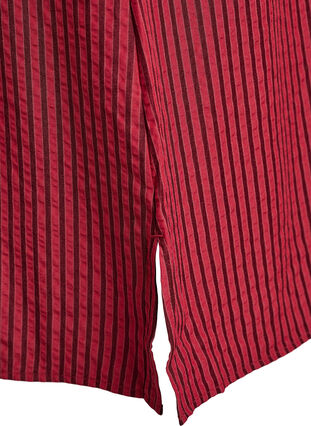 Zizzi Lang stripet skjorte med knappedetalj bak, Rød, Packshot image number 3