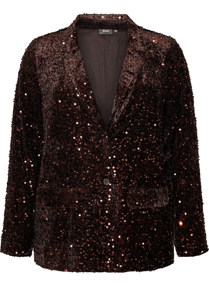 Paljettblazer, Brun, Packshot image number 0