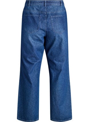 Zizzi Straight fit jeans med rhinesteiner og høy midje, Dark Blue, Packshot image number 1