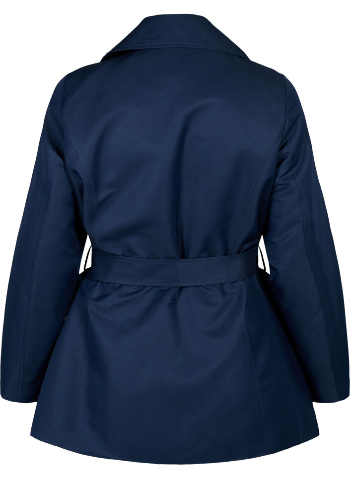 Kort trenchcoat med belte, Navy Blazer, Packshot