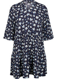 Kort A-linje kjole med blomsterprint, Night Sky AOP