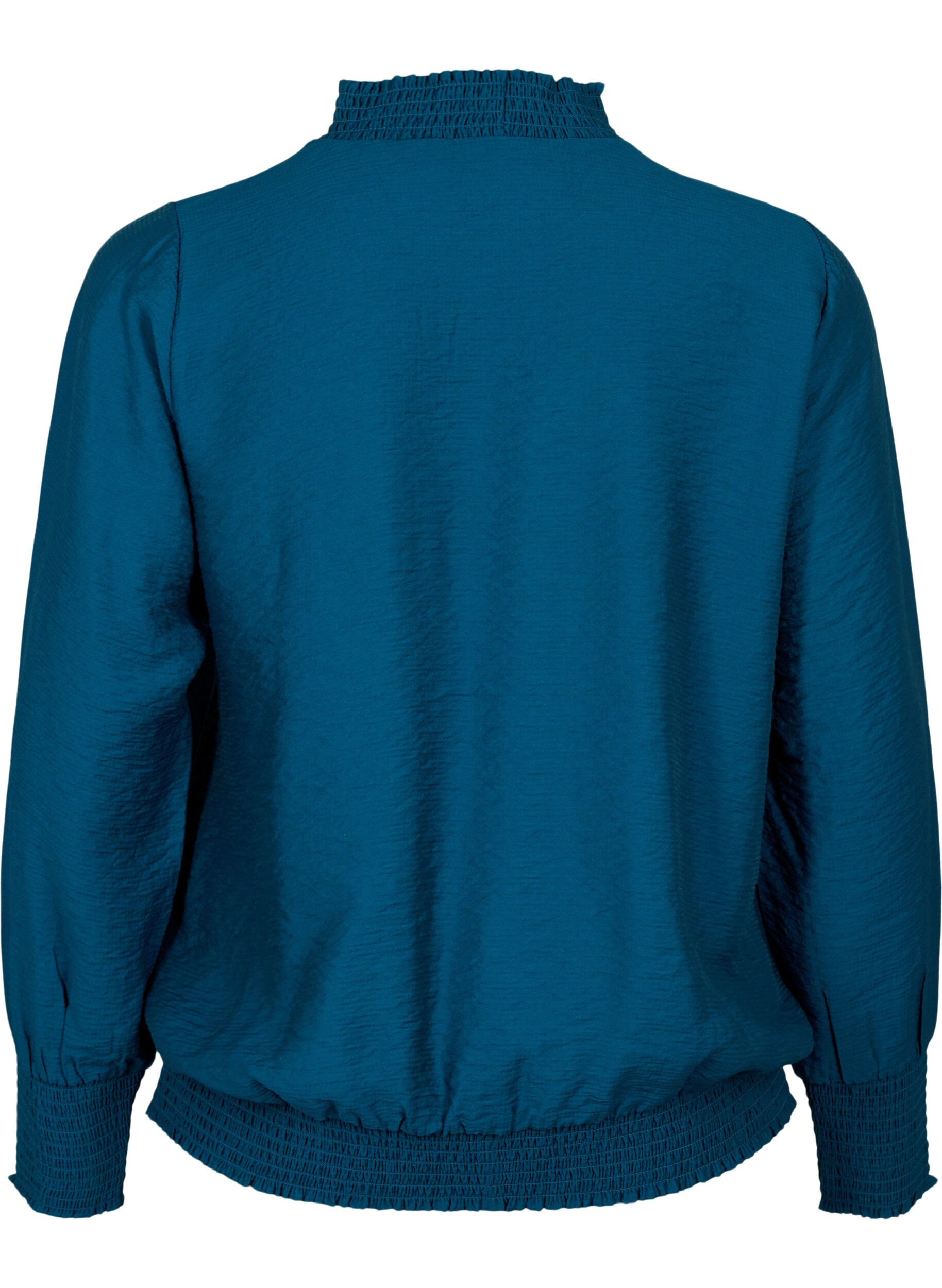 Zizzi Viskosebluse med smock, Reflecting Pond, Packshot image number 1