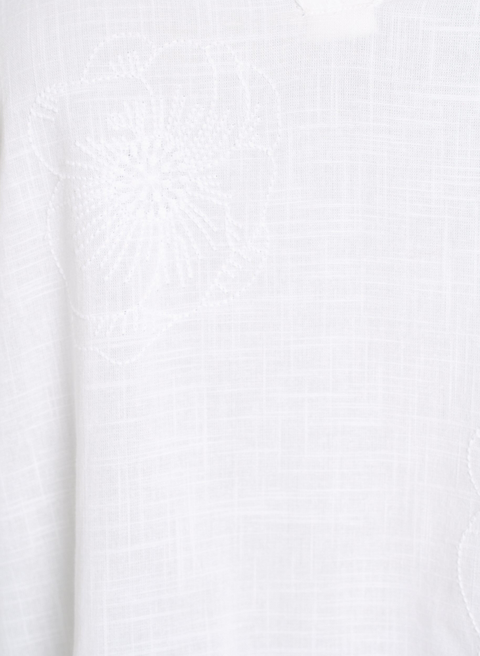 Zizzi Bluse i bomull med broderte detaljer og 3/4 ermer, Hvit, Packshot image number 2