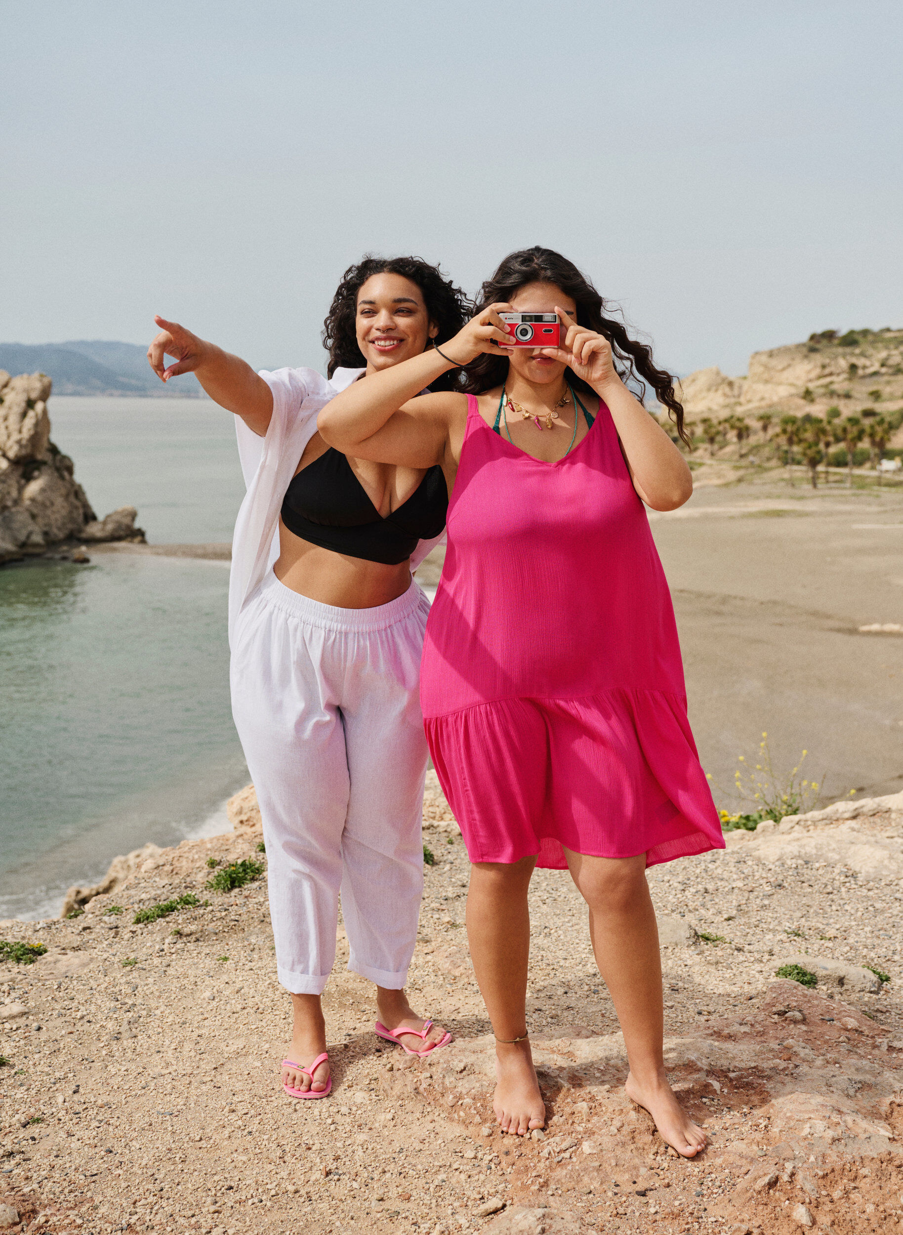 Zizzi Sommerkjole i viskose med stropper, Raspberry Sorbet, Image image number 0