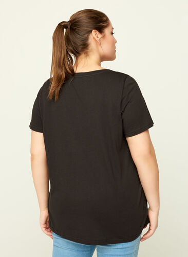 T-skjorte i bomull med print, Black, Model image number 1