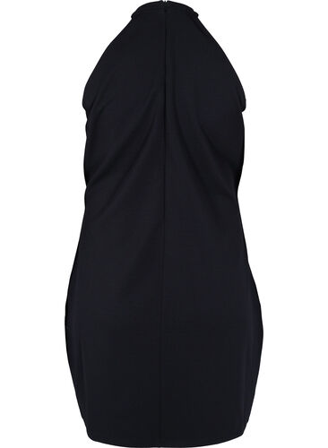 Halterneck kjole med perler, Black w. Beads, Packshot image number 1
