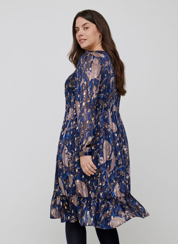 Langermet kjole med mønster og A-form, Paisley Foil, Model image number 1