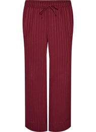 Bukser med teksturerte striper og straight fit, R&oslash;d