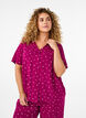 Nattbluse i viskose med hjerteprint, Rød, Model image number 0