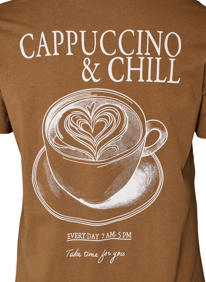 Bomulls T-skjorte med trykk, Brun, Packshot image number 3