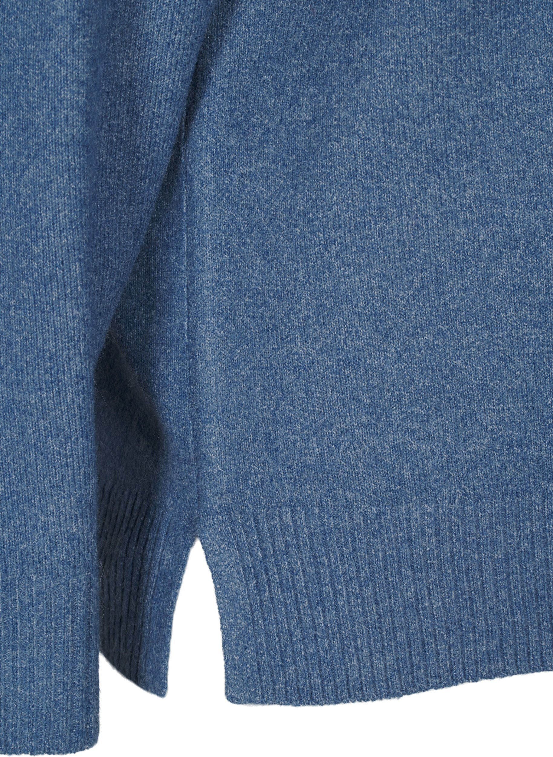 Zizzi Strikkegenser med V-hals, Bering S. White Mel., Packshot image number 3