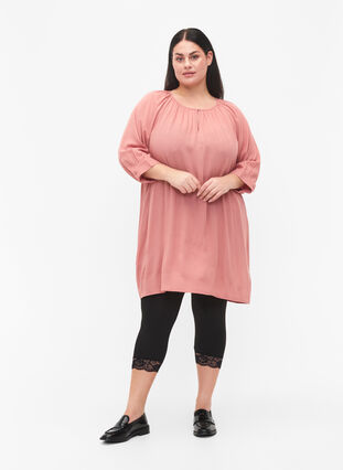 Tunika i viskose med 3/4-ermer, Old Rose, Model image number 2