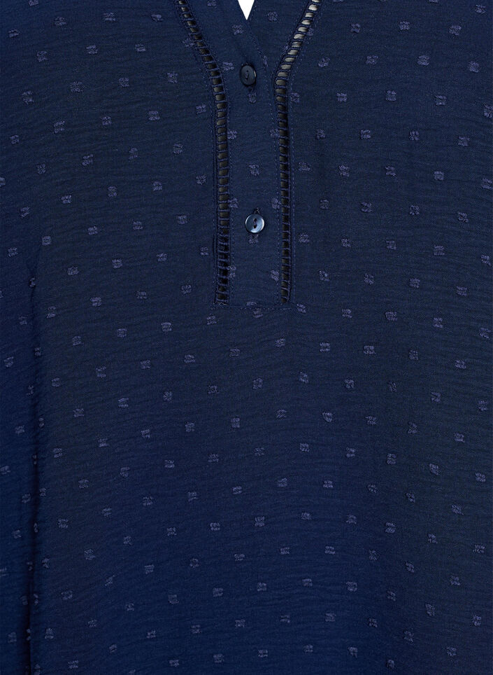 Kort kjole med rysjermer og prikkete tekstur, Navy Blazer, Packshot image number 2