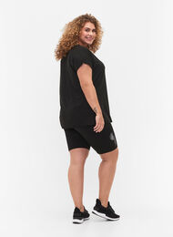 Tettsittende treningsshorts med logo, Black, Model