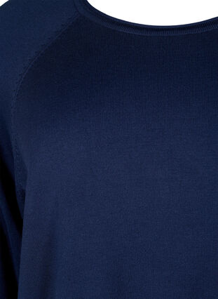 Strikket bluse i viskose med 3/4 ermer, Navy Blazer, Packshot image number 2