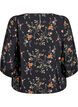 Bluse med 3/4 ermer og blondedetaljer, Svart, Packshot image number 1