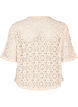 Heklet cardigan med korte ermer, Beige, Packshot image number 1