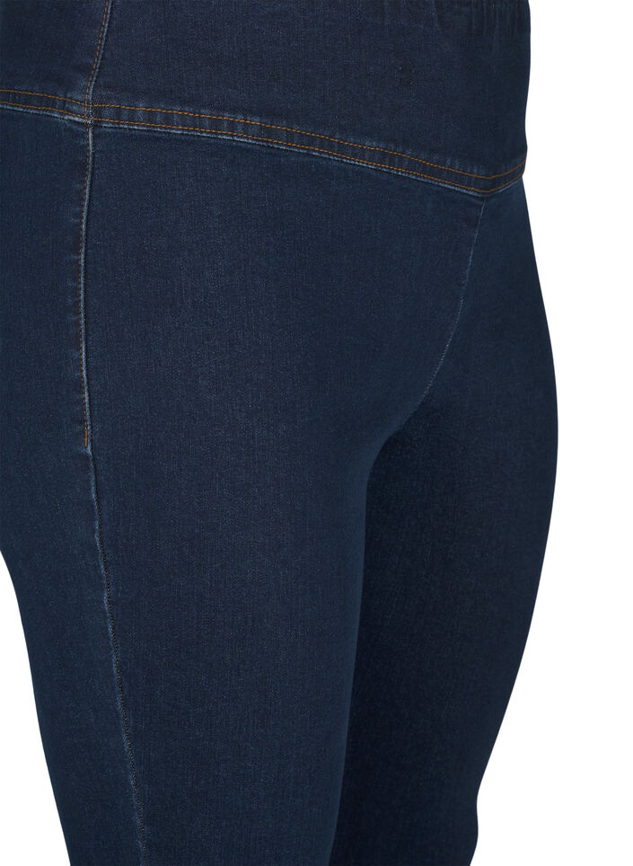 Elastiske jeggings med høy midje, Dark Blue, Packshot image number 2