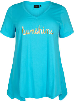 T-skjorte i bomull med korte ermer, Blue Atoll Sunshine, Packshot image number 0