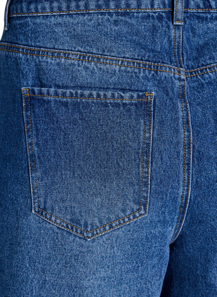 H&oslash;yt midjede denimshorts, Bl&aring;, Packshot image number 3