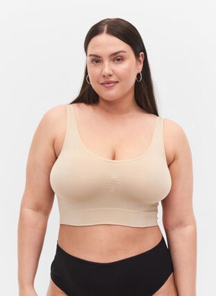 Zizzi Myk BH uten vattering, Beige, Model image number 0