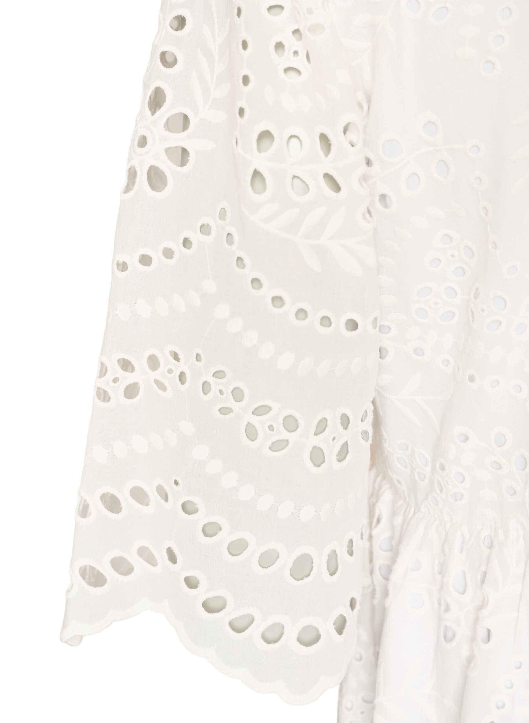 Zizzi Midikjole med broderie anglaise og empirelinje, Hvit, Packshot image number 3