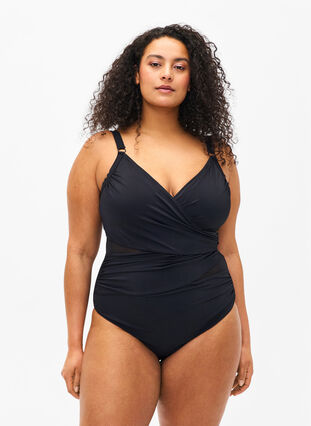 Badedrakt med wrap, Black, Model image number 0
