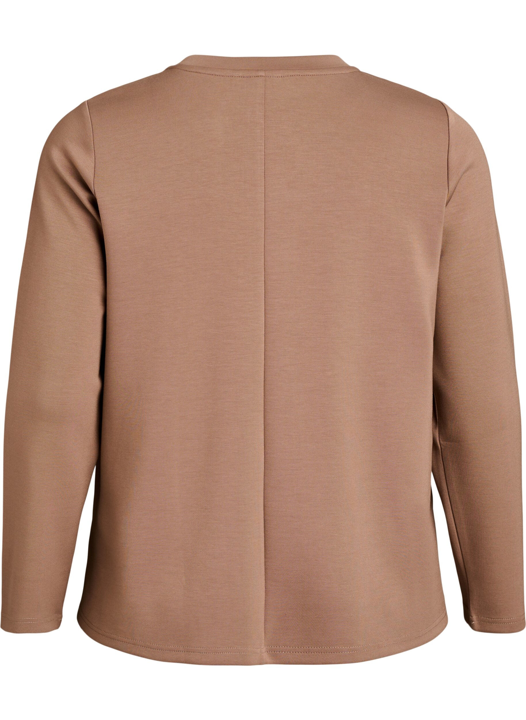 Zizzi Jerseybluse med rund hals, Brun, Packshot image number 1