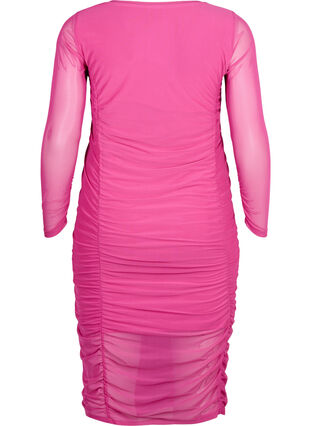 Zizzi Tettsittende kjole med draperinger, Fuchsia Red, Packshot image number 1