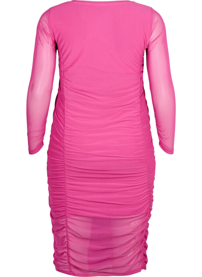Tettsittende kjole med draperinger, Fuchsia Red, Packshot image number 1