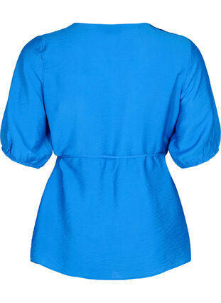 Zizzi wrap Bluse i viskose med 1/2 ermer, Olympian Blue, Packshot image number 1