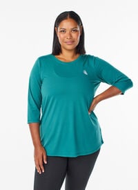 Treningsbluse med 3/4-ermer, Grønn Treningsbluse med 3/4-ermer, Grønn, Model